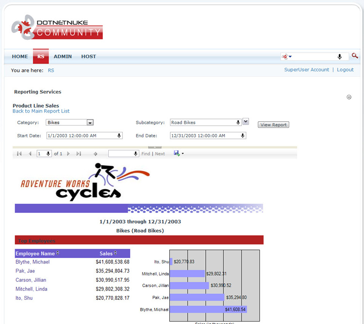 DNN SSRS View Sample Report